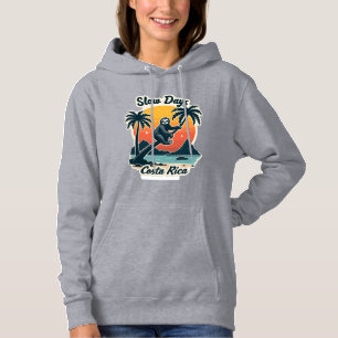Costa Rica Sloth Vintage Sunset Travel Vector Shir Hoodie