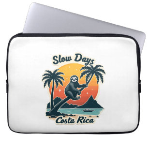 Costa Rica Sloth Vintage Sunset Travel Vector Shir Laptop Sleeve