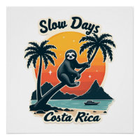 Costa Rica Sloth Vintage Sunset Travel Vector Shir