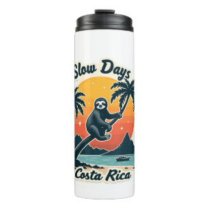 Costa Rica Sloth Vintage Sunset Travel Vector Shir Thermal Tumbler