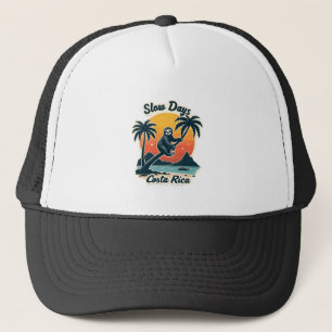 Costa Rica Sloth Vintage Sunset Travel Vector Shir Trucker Hat