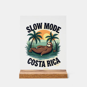 Costa Rica Sloth Vintage Vacation Shirt Acrylic Sign