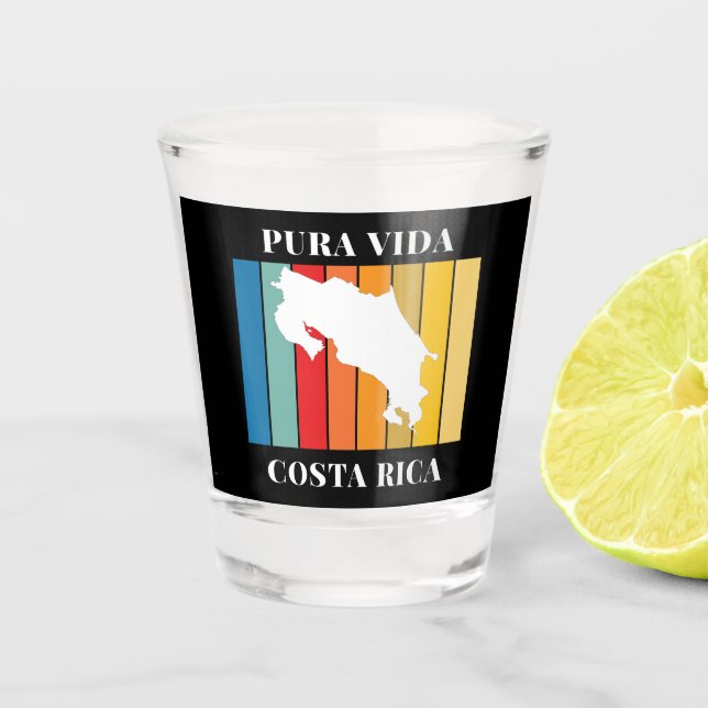 Costa Rica Souvenir Colourful Map Shot Glass (Front)