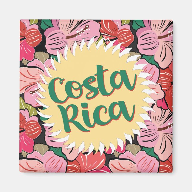 Costa Rica sun with hibiscus Magnet (Front)