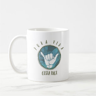 Costa Rica Surfer Shaka Pura Vida Coffee Mug