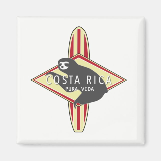Costa Rica Surfing Sloth Magnet (Front)