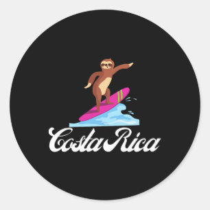 Costa Rica Surfing Sloth Vacation Souvenir Classic Round Sticker