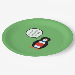 Costa Rica Talking Ms Penguin Personalised Paper Plate