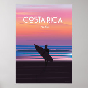 Costa Rica travel poster surf beach poster