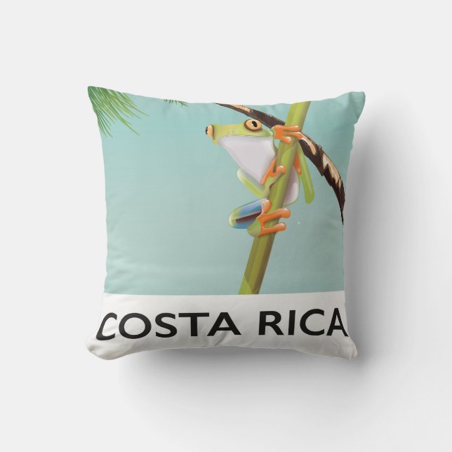 Costa Rica Tree Frog Vacation poster Cushion (Front)