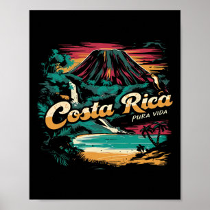 Costa Rica Vintage 70s Retro Throwck Family Vacati Poster
