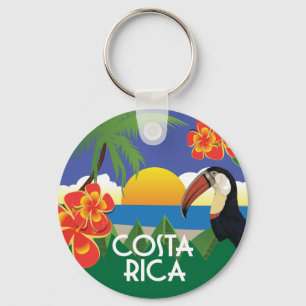 Costa Rica vintage style illustrations Key Ring