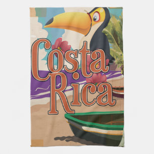 Costa Rica vintage travel poster Tea Towel