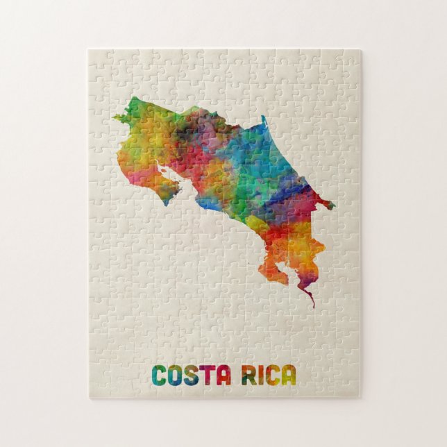 Costa Rica Watercolor Map Jigsaw Puzzle (Vertical)