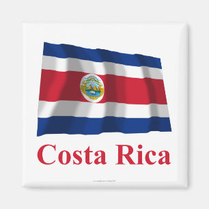 Costa Rica Waving Flag with Name Magnet