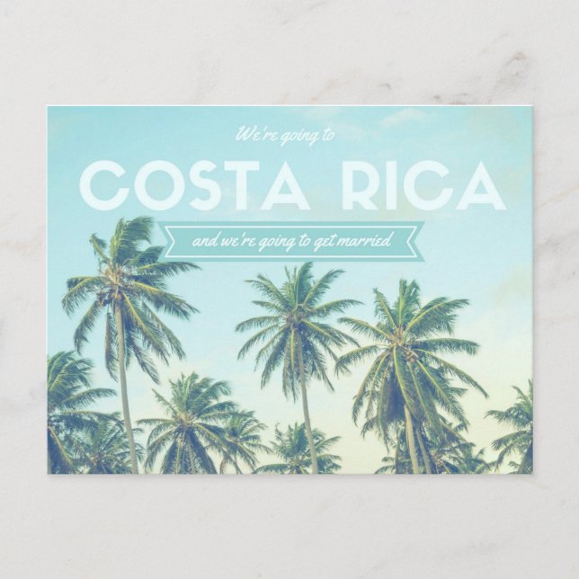 Costa Rica Wedding Tropical Beach Save the Dates Announcement Postcard (Front)