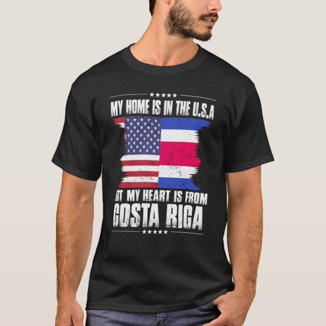 Costa Rican American Patriot Grown Proud Home Hear T-Shirt (Front)