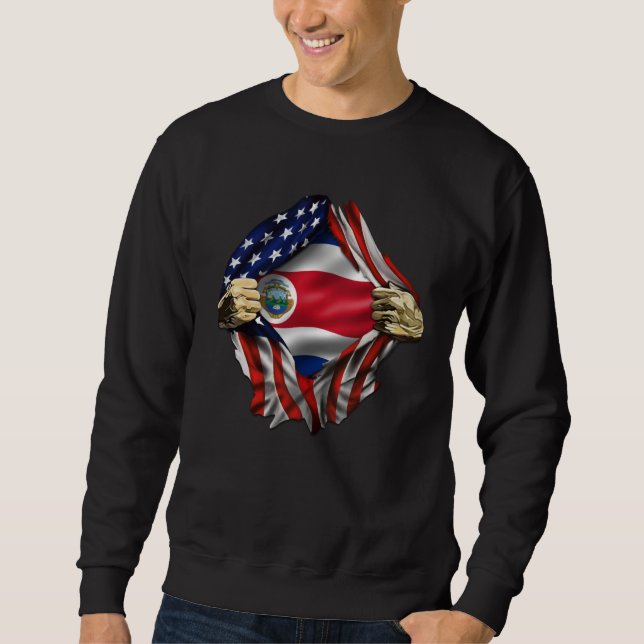 Costa Rican Blood Inside Me Costa Rica Flag Sweatshirt (Front)