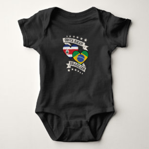 Costa Rican Brazilian Heart Flags Costa Rica Brazi Baby Bodysuit