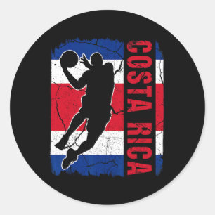 Costa Rican Bysketbyll Player Costa Rica Flag Bysk Classic Round Sticker