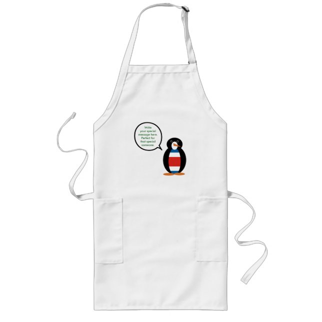 Costa Rican Civil Ensign Penguin Long Apron (Front)