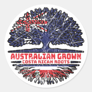 Costa Rican Costa Rica Australian Australia Tree Classic Round Sticker