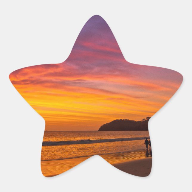 Costa Rican couple at sunset Star Sticker (Front)