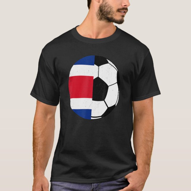 Costa Rican Flag Soccer Fans Football   Costa Rica T-Shirt (Front)