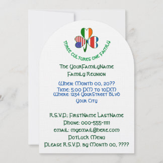Costa Rican Irish American Shamrock Family Reunion Invitation