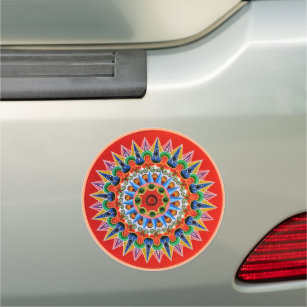 Costa Rican Oxcartwheel Painting Car Magnet