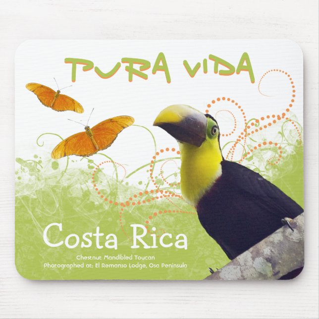 Costa Rican Pura Vida Toucan Mousepad (Front)