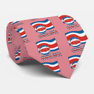 Costa Rican Soccer Ball and Civil Flag Tie