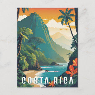 Costa Rice Retro Mountain Beach Travel Souvenir Postcard
