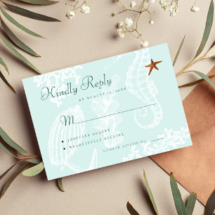 Costal beach destination wedding RSVP card