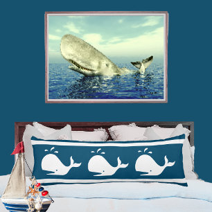 Costal Nautical Ocean BLUE White  WHALE Body Cushion