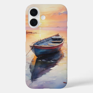 Costal style rawboat in sunset iPhone 16 case
