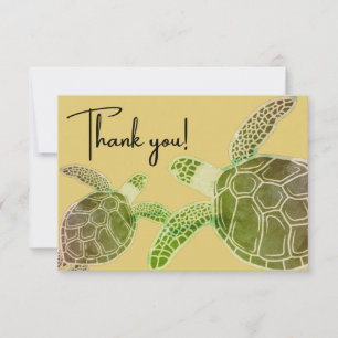 Costal Tropical Green Sea Turtle Thank You Card