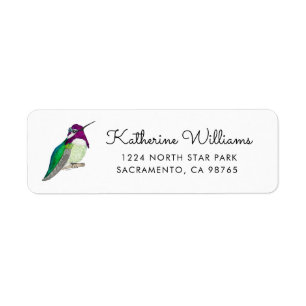Costa's Hummingbird Return Address Label