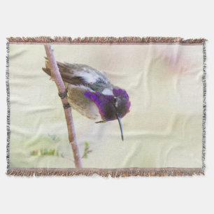 Costa's perched on a branch throw blanket