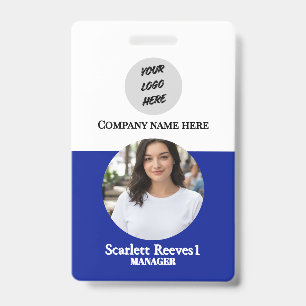 Costom Corporate Employee Business logo blue clip ID Badge