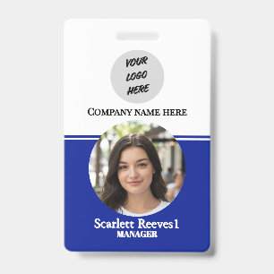 Costom Corporate Employee Business logo blue clip ID Badge