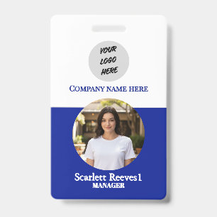 Costom Corporates blue Employee Business logo clip ID Badge
