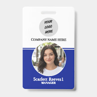 Costom Corporates Employee Business logo blue clip ID Badge