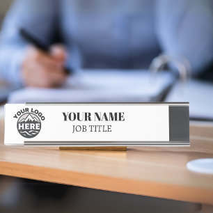 Costom Logo Simple Executive Professional Business Desk Name Plate