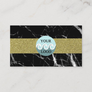 Costum logo black marble gold business card