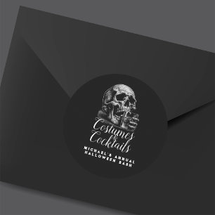 Costume and Cocktails Black Halloween Party  Classic Round Sticker