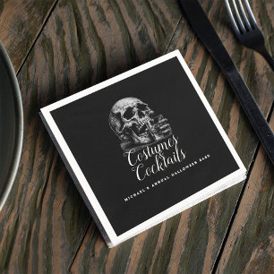 Costume and Cocktails Black Halloween Party  Napkin