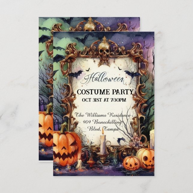 Costume Carnival Call: Tailored Halloween Invitati Invitation (Front/Back)
