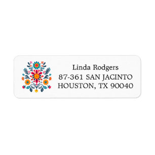 Costume Colourful Mexican Embroidery Floral Return Address Label