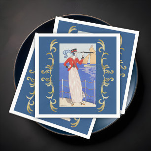 Costume de Yacht by George Barbier Square Napkin